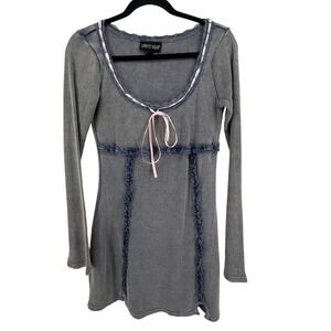 Current Mood Dolls Kill Waffle Knit Mini Dress Women Large Blue Streetwear